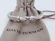David Yurman Sterling Silver 925 7 Mm Cable Diamond Buckle Cuff Bracelet Hinged