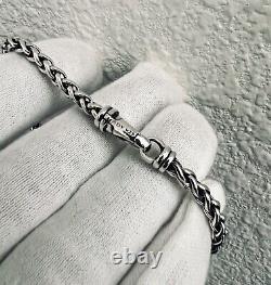 David Yurman Sterling Silver. 925 Wheat Chain Men's Bracelet Large