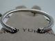 David Yurman Sterling Silver Black Onyx & Diamond 5mm Cable Cuff Bracelet