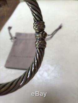 David Yurman Sterling Silver Cable And 14 Kt Gold Bar Bracelet