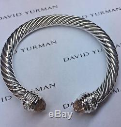 David Yurman Sterling Silver Cable Classics Bracelet Morganite and Diamonds 7mm