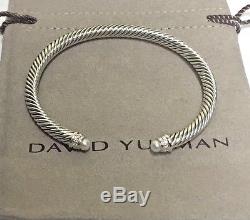 David Yurman Sterling Silver Cable Classics Bracelet Pearls and Diamonds 5mm
