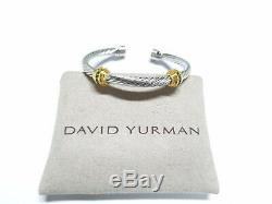 David Yurman Sterling Silver Cable Cuff MEDIUM Bracelet 5mm 14k Gold gemstone