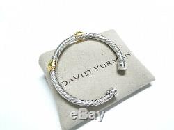 David Yurman Sterling Silver Cable Cuff MEDIUM Bracelet 5mm 14k Gold gemstone