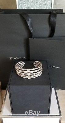 David Yurman Sterling Silver Diamond 5 Row Confetti Cable Cuff Bracelet RECEIPT