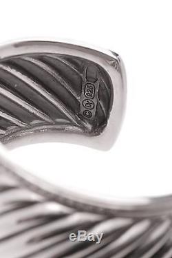 David Yurman Sterling Silver & Diamond Sculpted Cable Cuff Bracelet