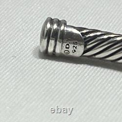 David Yurman Sterling Silver Diamond X Station 4mm Cuff Bangle Bracelet