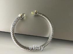 David Yurman Sterling Silver Prasiolite & 14K Gold 5mm Cable Cuff Bracelet