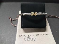 David Yurman Sterling Silver Single X 18K Gold 4mm Cable Classic Cuff Bracelet