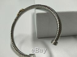 David Yurman Sterling Silver Single X Station 4mm Cable Classic Cuff Bracelet