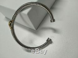 David Yurman Sterling Silver Single X Station 4mm Cable Classic Cuff Bracelet