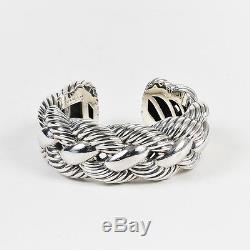 David Yurman Sterling Silver Stainless Steel Woven Cable Cuff Bracelet