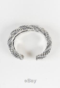 David Yurman Sterling Silver Stainless Steel Woven Cable Cuff Bracelet