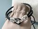 David Yurman Sterling Silver Two Row Leather Chevron Bracelet For Men