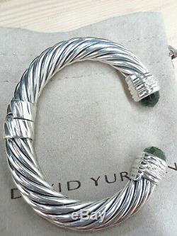 David Yurman Sterling Silver With Prasiolite & Diamond 10mm Hinge Bracelet Cuff