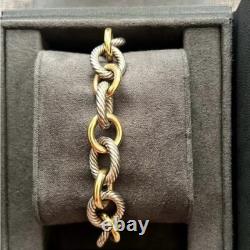 David Yurman Sterling Silver and 18K Yellow Gold Twisted Chain Link Bracelet