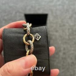 David Yurman Sterling Silver and 18K Yellow Gold Twisted Chain Link Bracelet