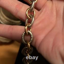 David Yurman Sterling Silver and 18K Yellow Gold Twisted Chain Link Bracelet