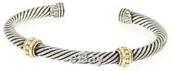 David Yurman Sterling silver/14K gold high fashion 5mm cable cuff bracelet