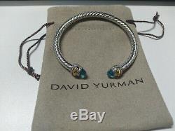 David Yurman Sterling silver Cable Classic authentic Bracelet with Blue Topaz