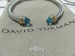David Yurman Sterling silver Cable Classic authentic Bracelet with Blue Topaz