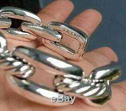 David Yurman Wellesley Chain Link Cuff 14mm Wide Sterling Silver Bracelet