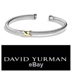 David Yurman X Bracelet 4mm with 18k Gold Size Large
