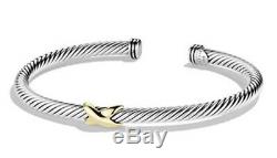 David Yurman X Bracelet 4mm with 18k Gold Size (S)