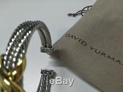 David Yurman X Crossover Sterling Silver 14k Gold Double Cable Bangle Bracelet