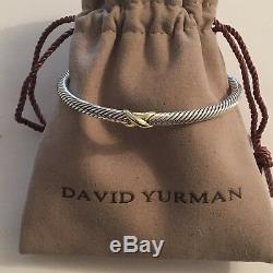David Yurman X Station Bracelet 4mm 925 Sterling Silver 18K Gold Size Medium
