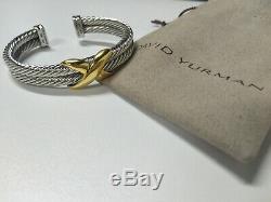 David Yurman sterling silver 14k Gold X Crossover Double Cable Cuff Bracelet New