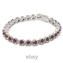 De Buman Sterling Silver Natural Ruby Bracelet, 7 inches