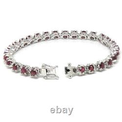 De Buman Sterling Silver Natural Ruby Bracelet, 7 inches