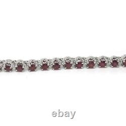 De Buman Sterling Silver Natural Ruby Bracelet, 7 inches