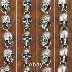 Details Skulls Mens Chain 925 Sterling Silver Biker Rock Punk Bracelet TA175D