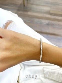 Diamond Bangle Bracelet 7 Ct Round Cut Lab-Created 14K White Gold Plated