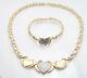 Diamond Cut Hearts & Kisses Bracelet Necklace Set 10k Two-tone Gold Clad Silver