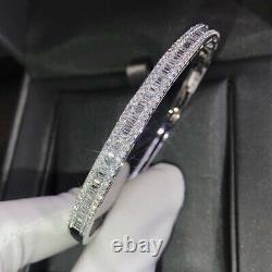 Diamond Women's Bangle Bracelet 11Ct Emerald Cut VVS1/D 14k In White Gold Finish