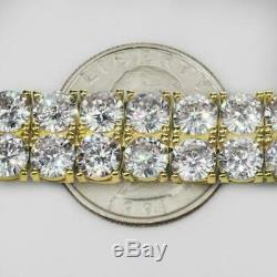 Double Row Mens Tennis Bracelet 14k Yellow Gold Over Round-Cut VVS1/D Diamond 7
