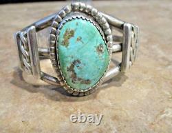 ELABORATE Vintage Navajo Sterling Silver Turquoise THREE WIRE Design Bracelet