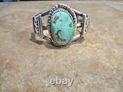 ELABORATE Vintage Navajo Sterling Silver Turquoise THREE WIRE Design Bracelet