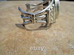 ELABORATE Vintage Navajo Sterling Silver Turquoise THREE WIRE Design Bracelet