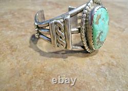 ELABORATE Vintage Navajo Sterling Silver Turquoise THREE WIRE Design Bracelet