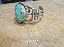 ELABORATE Vintage Navajo Sterling Silver Turquoise THREE WIRE Design Bracelet