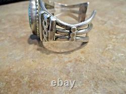 ELABORATE Vintage Navajo Sterling Silver Turquoise THREE WIRE Design Bracelet