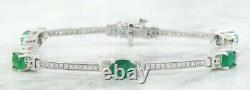 Elegant Tennis Engagement Bracelet 925 Silver 16.45CT Green Oval Cut CZ Stone