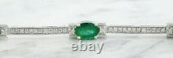 Elegant Tennis Engagement Bracelet 925 Silver 16.45CT Green Oval Cut CZ Stone