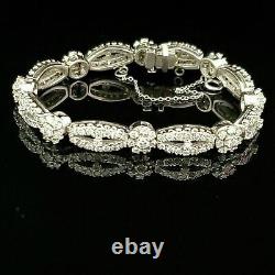 Estate 10Ct Simulated Diamond 14K White Gold Finish Bracelet Century