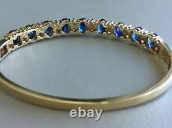 Estate 14k Yellow Gold Finish 10 Ct Sapphire And Diamond Women's Bangle Bracelet