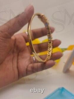 Estate 14k Yellow Gold Finish 10 Ct Sapphire And Diamond Women's Bangle Bracelet